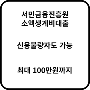 서민금융진흥원 소액생계비대출 신용불량자도 가능 최대100만원까지